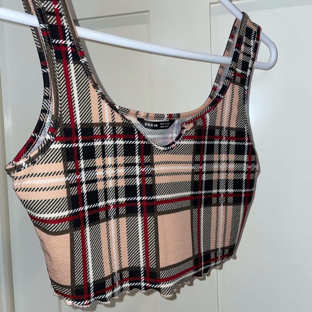 SHEIN flannel print tank crop top